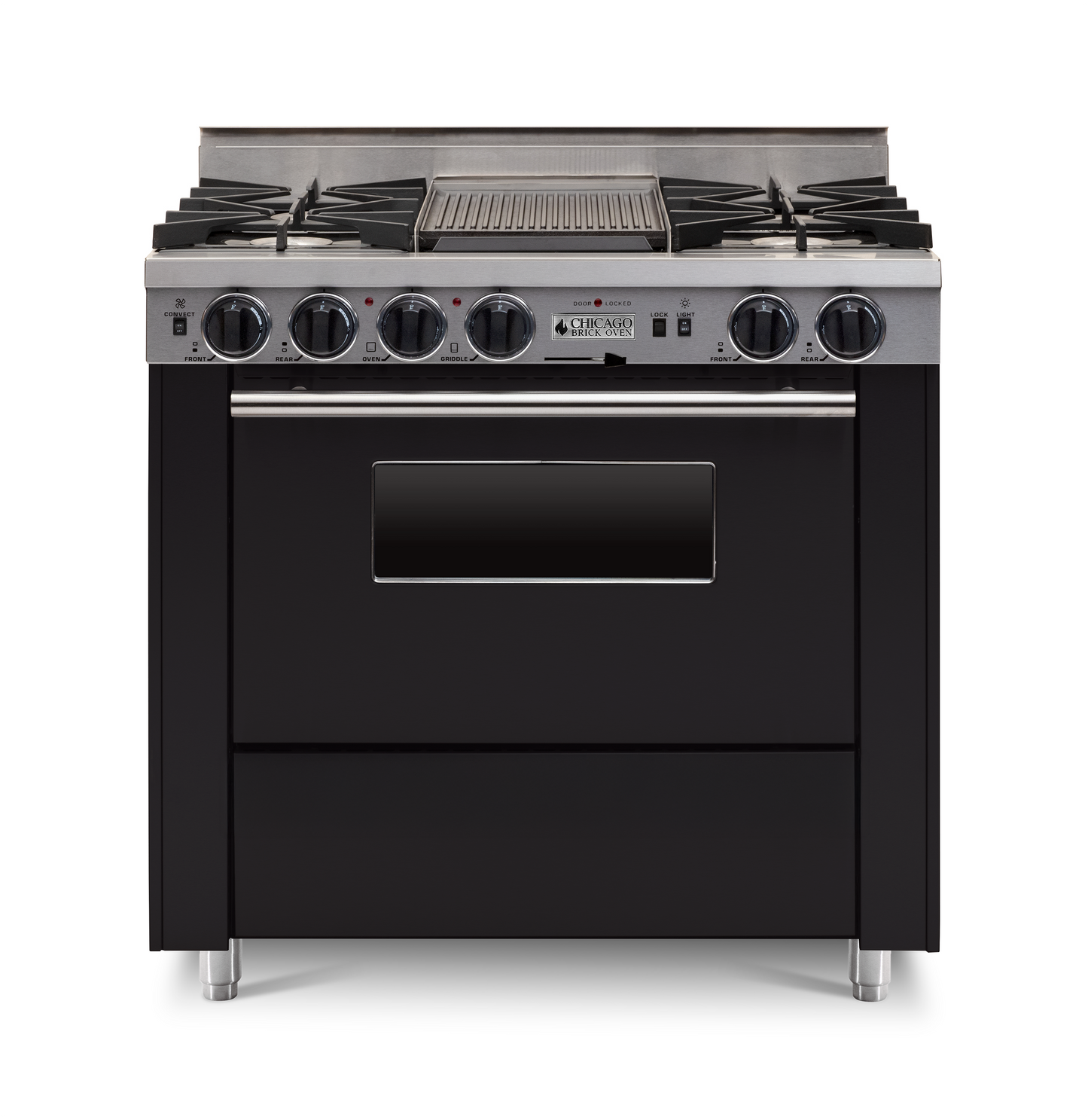 Chicago Brick Oven: 36” Dual-Fuel Self-Cleaning Convection Range - Open Burners