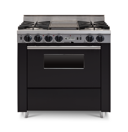 Chicago Brick Oven: 36” Dual-Fuel Self-Cleaning Convection Range - Open Burners