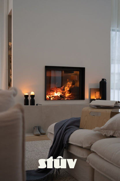 Stuv 21 - 85DF Double Sided Built-In Wood Burning Fireplace with Glass Door, Steel Frame