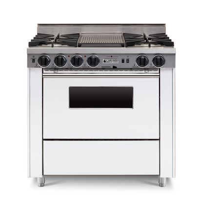 Chicago Brick Oven: 36” Dual-Fuel Self-Cleaning Convection Range - Open Burners