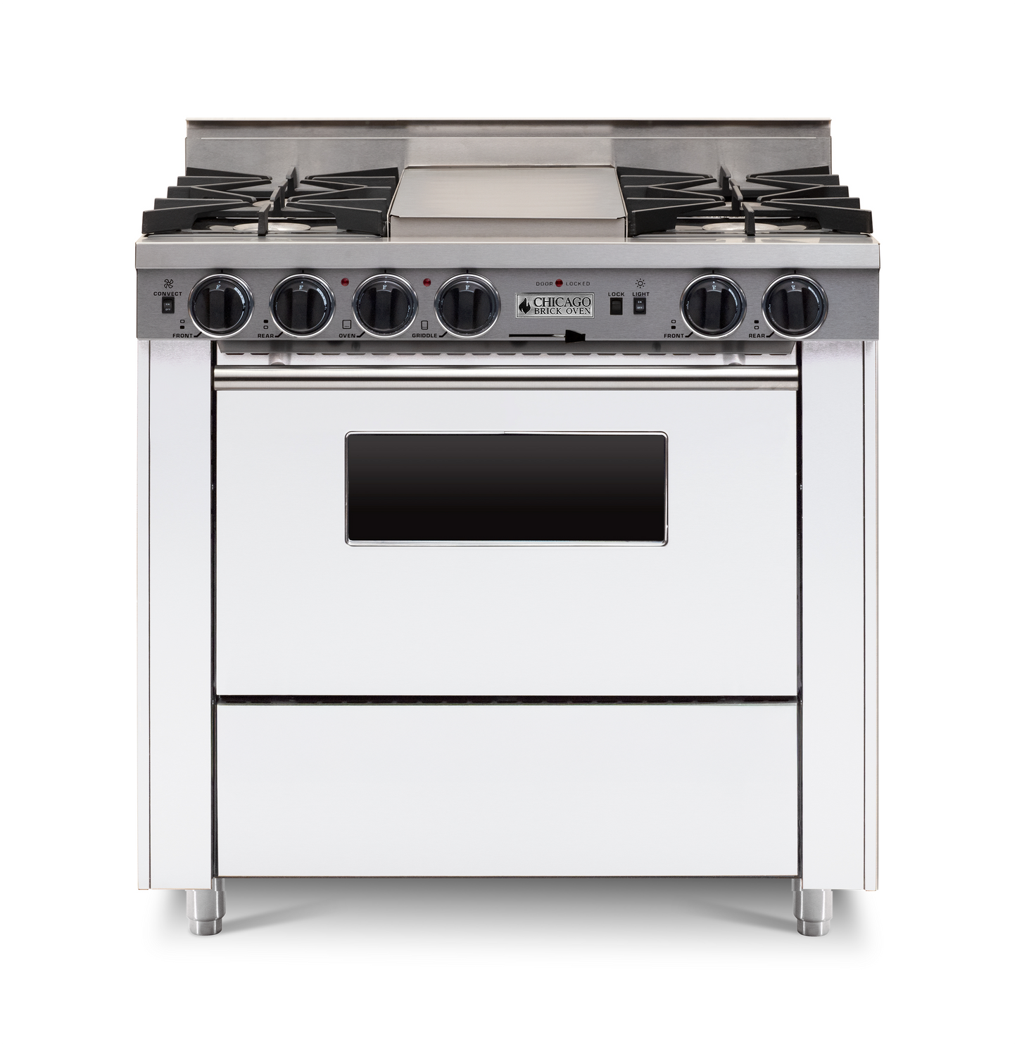 Chicago Brick Oven: 36” Dual-Fuel Self-Cleaning Convection Range - Open Burners
