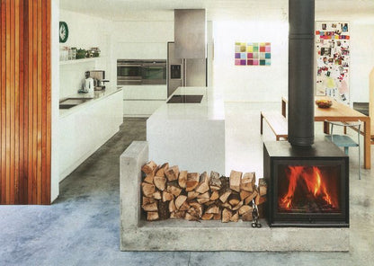 Living room installed Black Stuv 16-58 cube with Burning wood