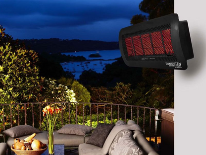 Outdoor Living with one wall hanged Bromic Tungsten 500 series Smart-heat Propane heater LP- 43,000