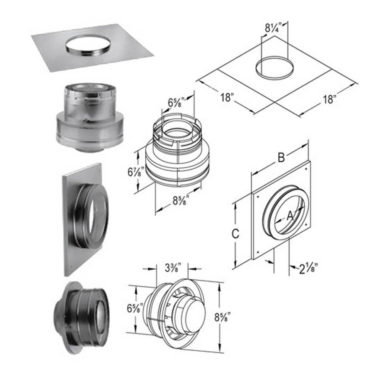 4" x 6 5/8" DirectVent Pro Masonry Chimney Conversion Kit