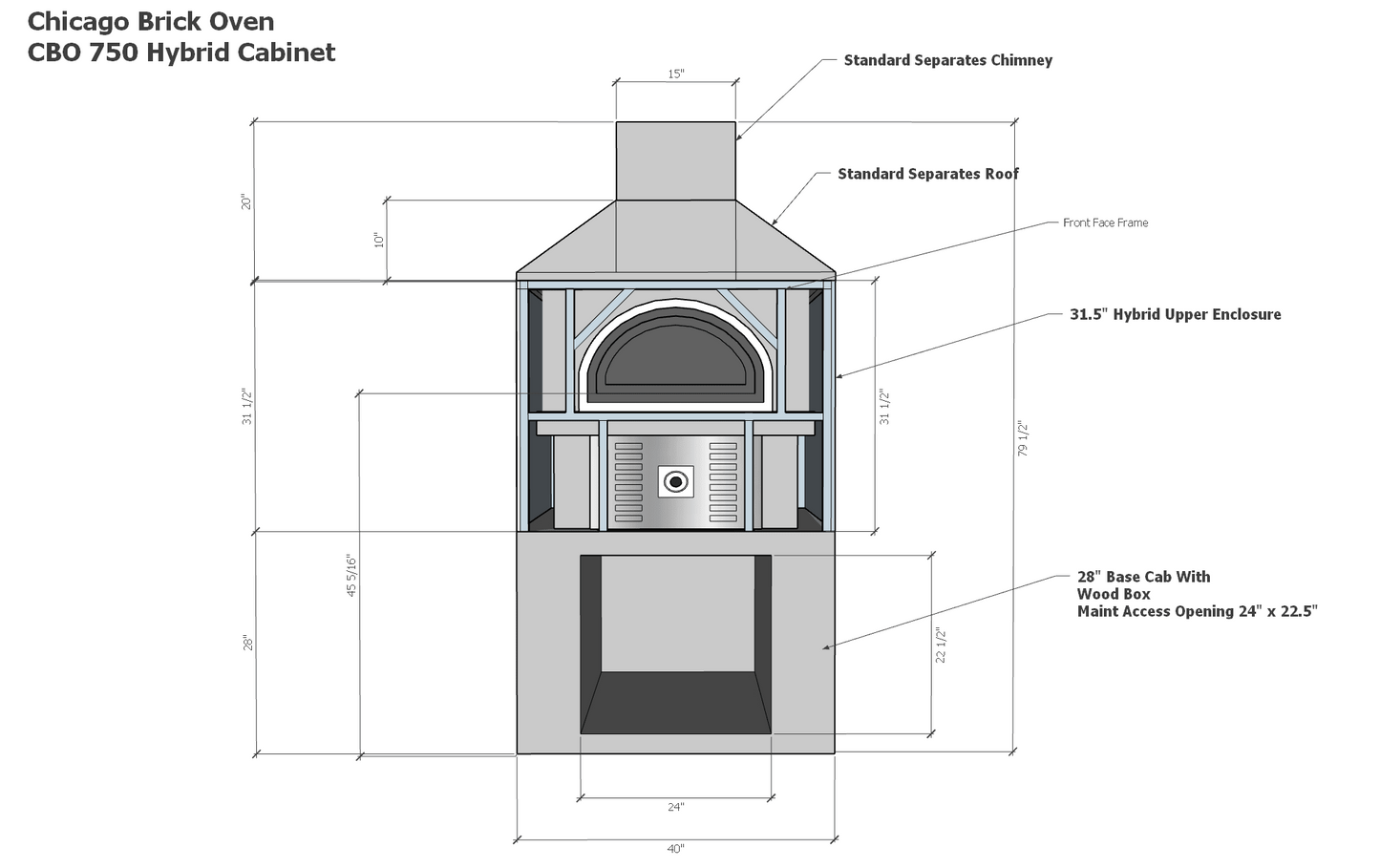 Technical drawing of CBO-750 Hybrid dual fuel Pizza oven DIY Kits with dimensions and features.
High-performance outdoor pizza ovens sourced and made in the USA to ensure safe and reliable year-round cooking.
High efficient residential and commercial Fit pizza oven CBO-750 HYBRID DIY KIT INCLUDES: 6-Piece Oven - Dome, 3-piece Hearth (38" x 28" cooking surface), Arch, Decorative Door; Gas Package.
