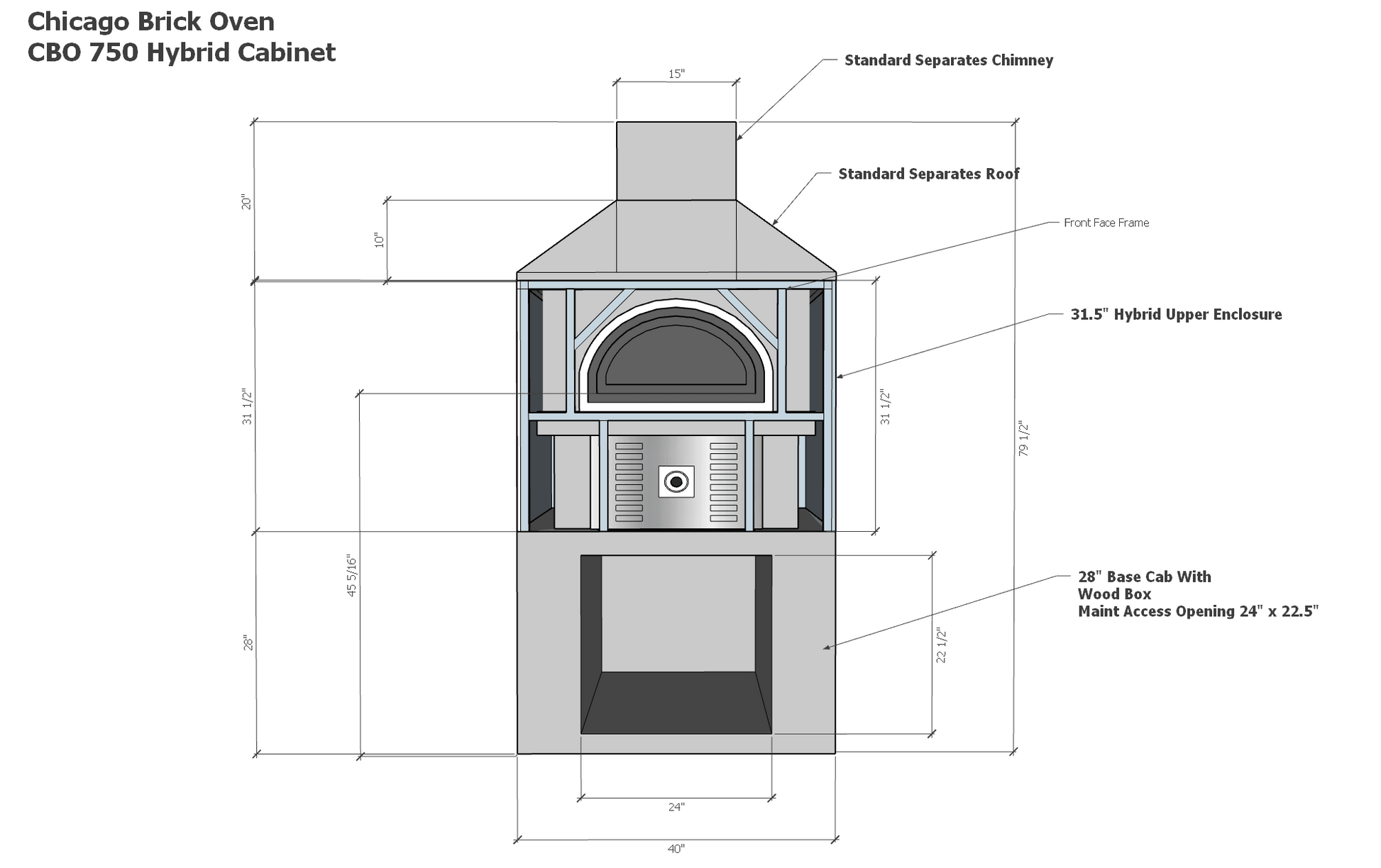 Technical drawing of CBO-750 Hybrid dual fuel Pizza oven DIY Kits with dimensions and features.
High-performance outdoor pizza ovens sourced and made in the USA to ensure safe and reliable year-round cooking.
High efficient residential and commercial Fit pizza oven CBO-750 HYBRID DIY KIT INCLUDES: 6-Piece Oven - Dome, 3-piece Hearth (38" x 28" cooking surface), Arch, Decorative Door; Gas Package.