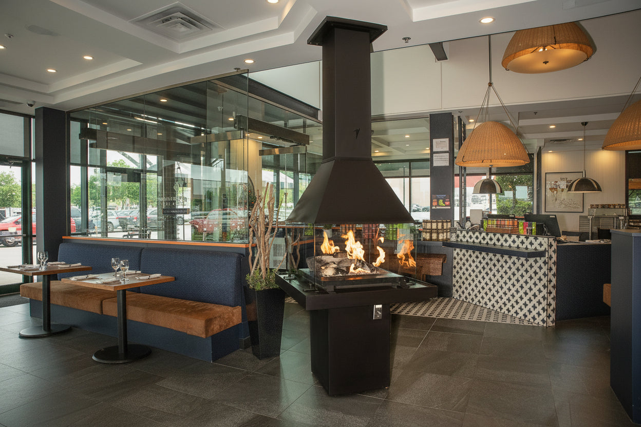 Matte Black Gas Burning Don bar 9200 series Fireplace in a Modern living room mid century modern sleek Scandinavian all glass custom designed see through round fireplace Malm Style Carousel Style Focus fireplace floating fireplace UFO style floating overing see through round all glass fish tank Malm MCM For a high-end, architectural piece like the Don-Bar 9200 Series, your SEO strategy needs to target luxury homeowners and designers who are searching for "statement" heating. Malm Carousel or Focus Ergo 