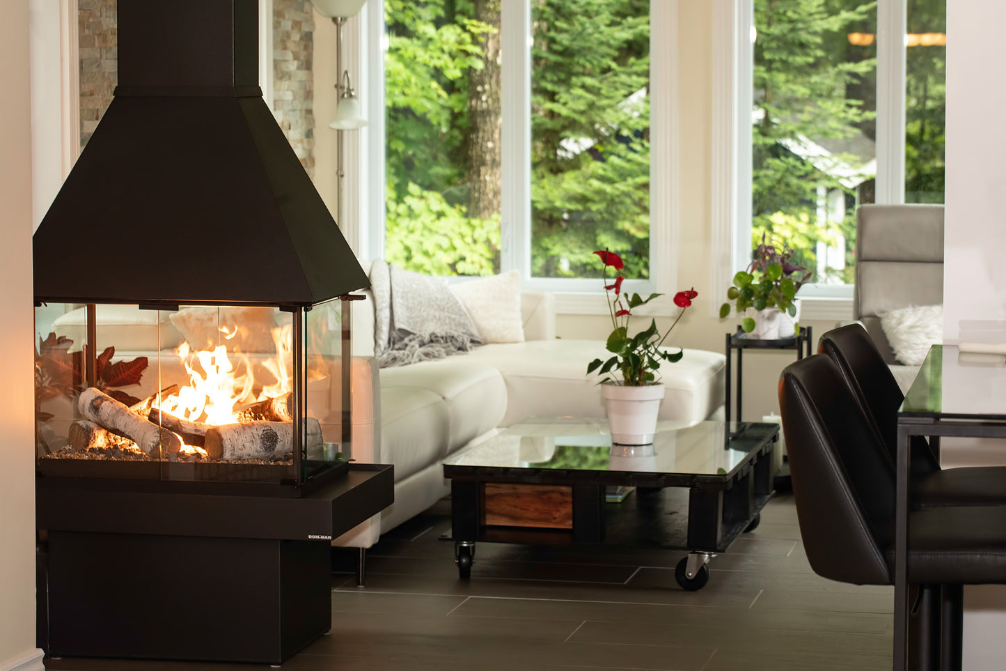 Matte Black Gas Burning Don bar 9200 series Fireplace in a Modern living room mid century modern sleek Scandinavian all glass custom designed see through round fireplace Malm Style Carousel Style Focus fireplace floating fireplace UFO style floating overing see through round all glass fish tank Malm MCM For a high-end, architectural piece like the Don-Bar 9200 Series, your SEO strategy needs to target luxury homeowners and designers who are searching for "statement" heating. Malm Carousel or Focus Ergo 