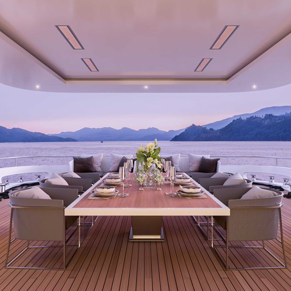 yacht Marine Outdoor Ceiling Mount Four white bromic platinum 4500W electric marine heater