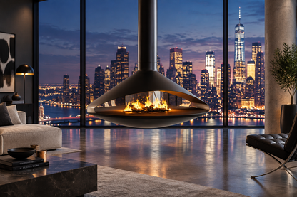 Vita Gioia | 48" Round Suspended Indoor Fireplace | Wood Burning & Vapor-Fire
