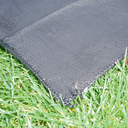 Angle view of black polypropylene for greenhouse flooring