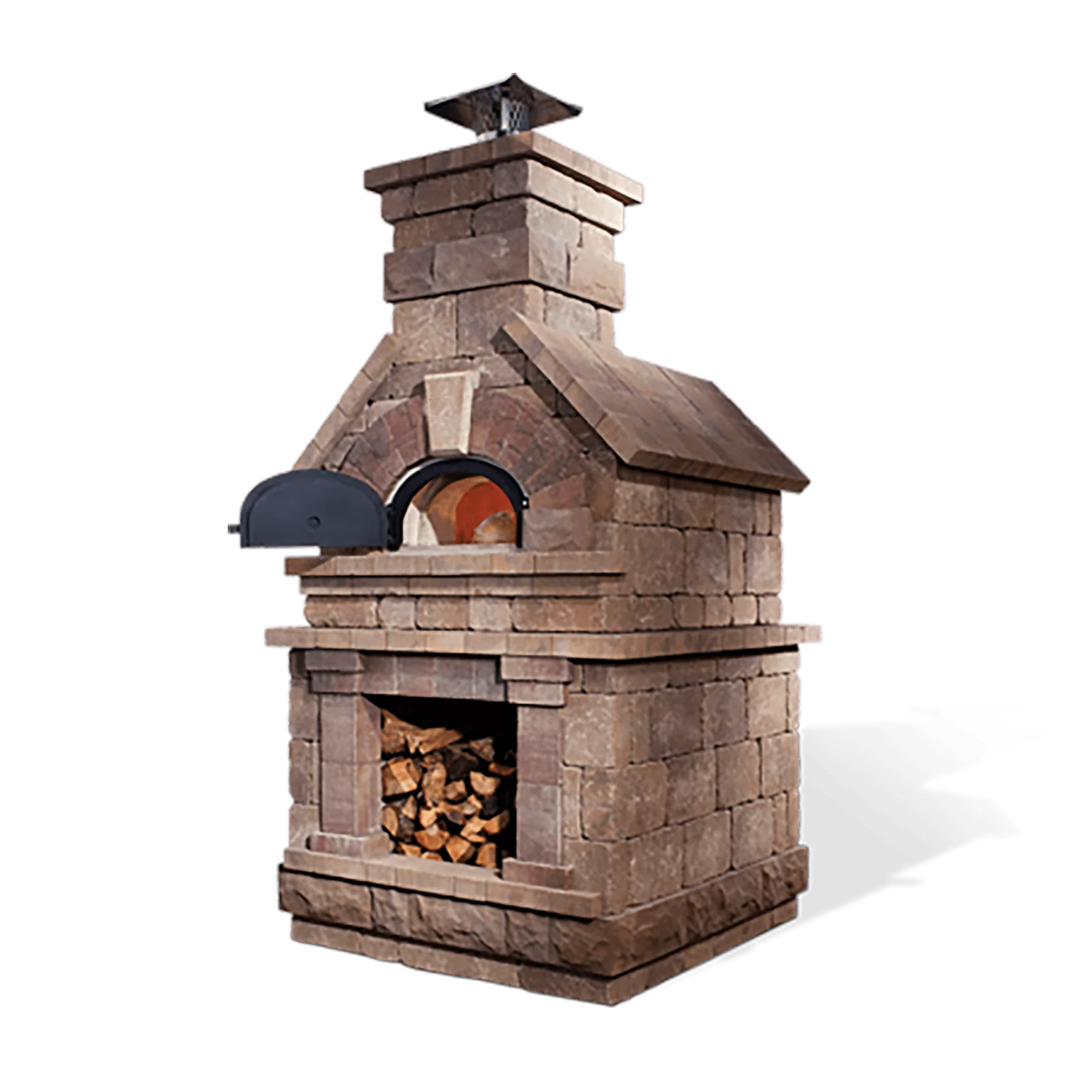 Brick outdoor Wood fired pizza oven with wood storage on a patio outdoor kitchen setup ready to make your perfect outdoor kitchen. CBO 750 Hybrid Pizza Oven, dual fuel pizza oven, outdoor wood fired pizza oven, natural gas pizza oven, DIY pizza oven kit, residential countertop pizza oven, Chicago Brick Oven, backyard pizza oven, outdoor kitchen pizza oven, hybrid pizza oven for home. Alfa Pizza Oven 3 pizze but better made in America  with built in Gas BBQ LPG NG Pizza Oven Wood Burning Ooni Gozney