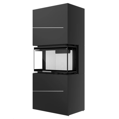 Albero 3 Sided Panoramic glass wood stove - Indoor Fireplace Insert