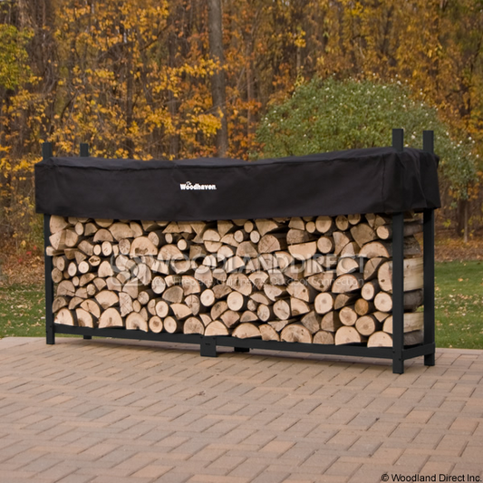 Woodhaven Black Outdoor Firewood Rack - 8'
