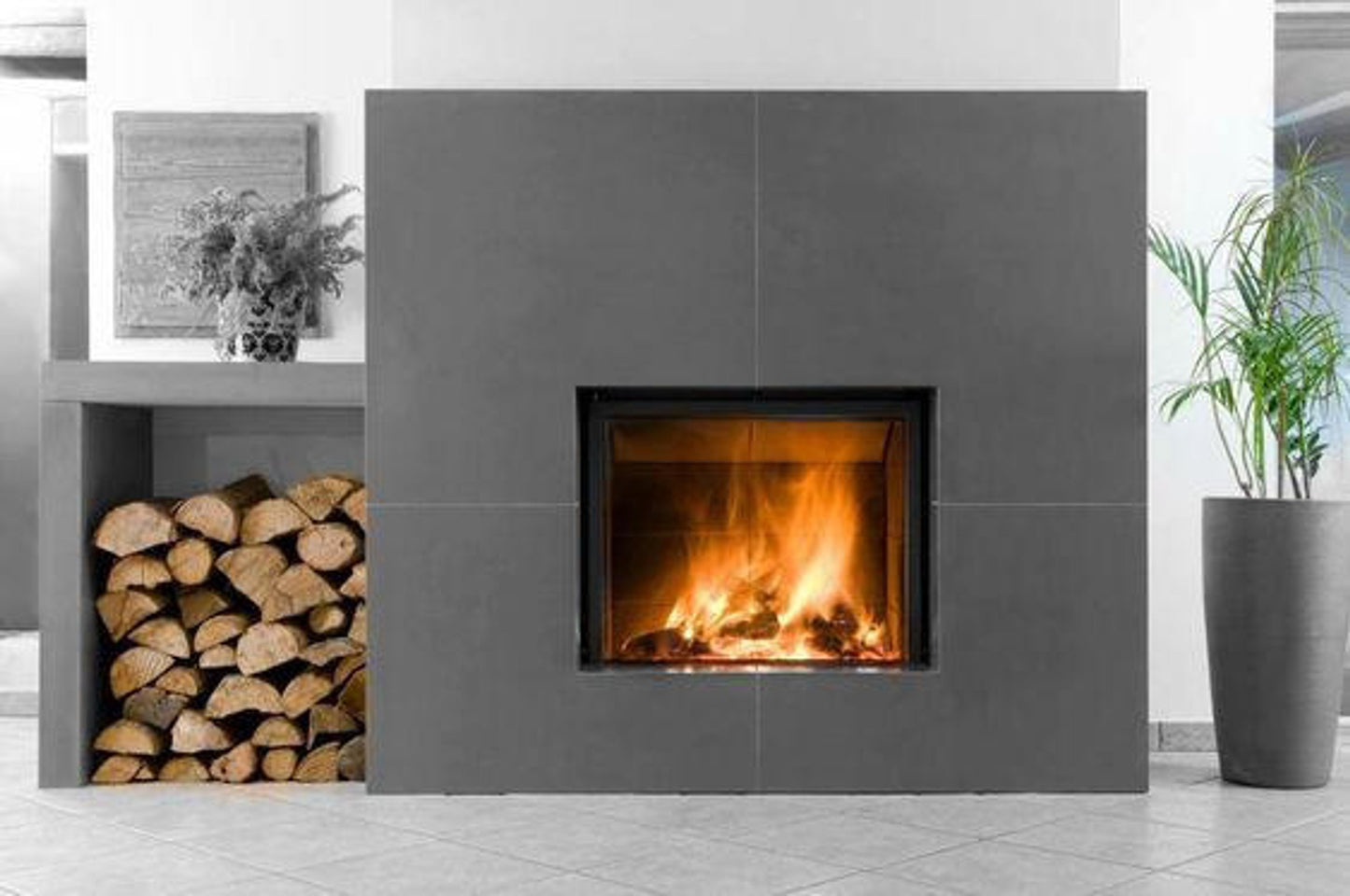 Stuv 21 - 85DF Double Sided Built-In Wood Burning Fireplace with Glass Door, Steel Frame