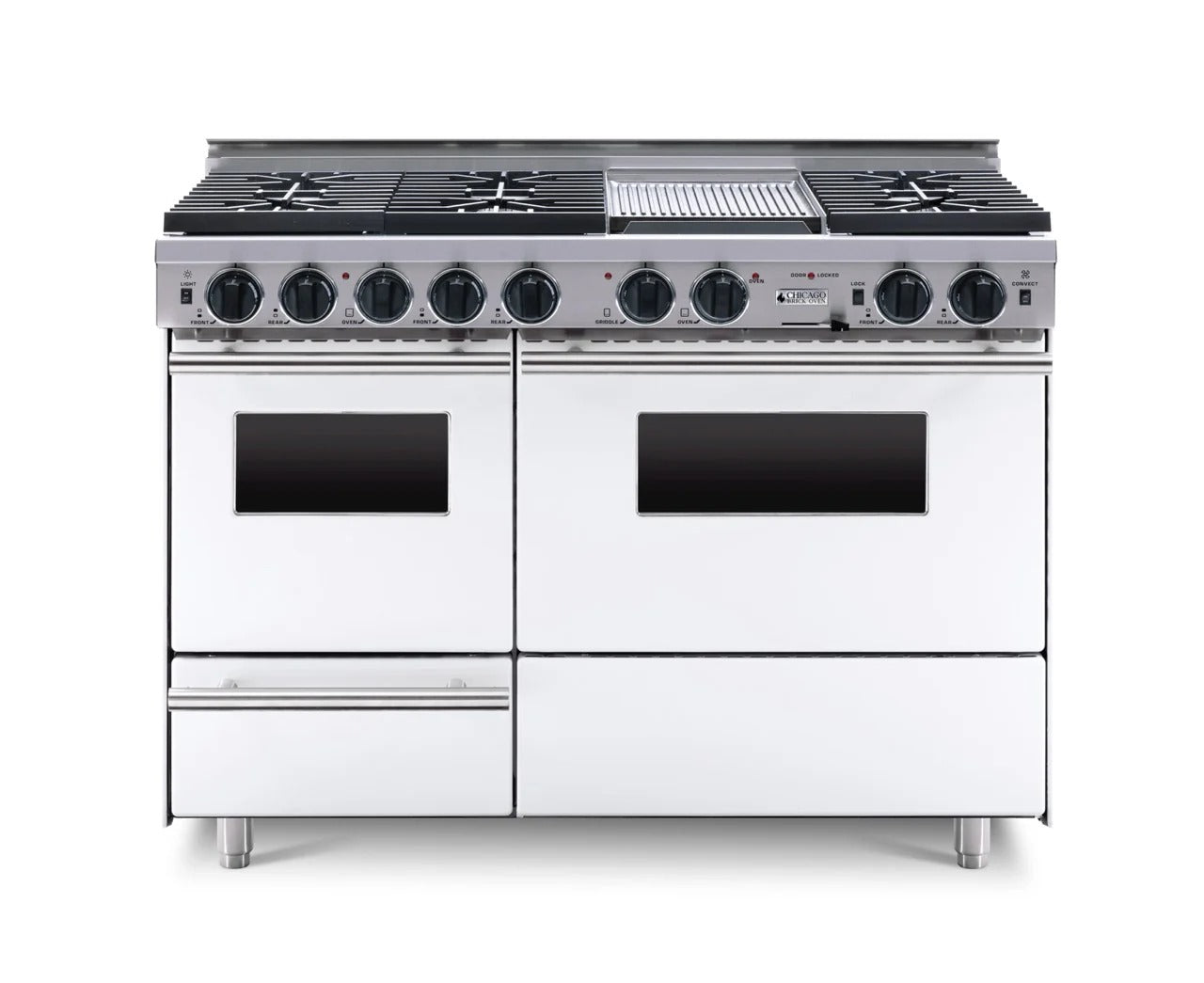 Chicago Brick Oven - 48” LP Gas True Dual-Fuel Self-Cleaning Convection Range - Sealed Burners