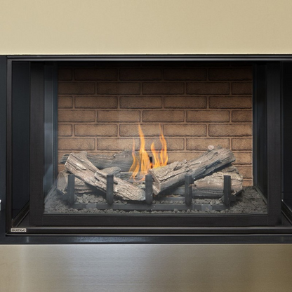 3 sided direct vent Montigo divine H38PR Bay Gas Fireplace Inserts into a wall with visible log burning media.
No need to chop, stack, or dry firewood. Gas fireplaces are incredibly easy to use and it offer the look of a wood fireplace with Remote control options making this the ultimate in heating convenience.
This product is similar to Sierra Flame Toscana 38" Three Sided Gas Burning Fireplace, 3 Sided Glass Open View Wide Angle Glass Fireplace by KFD, Dimplex Faber Matrix Built-in Gas Fireplace,Napoleon.
