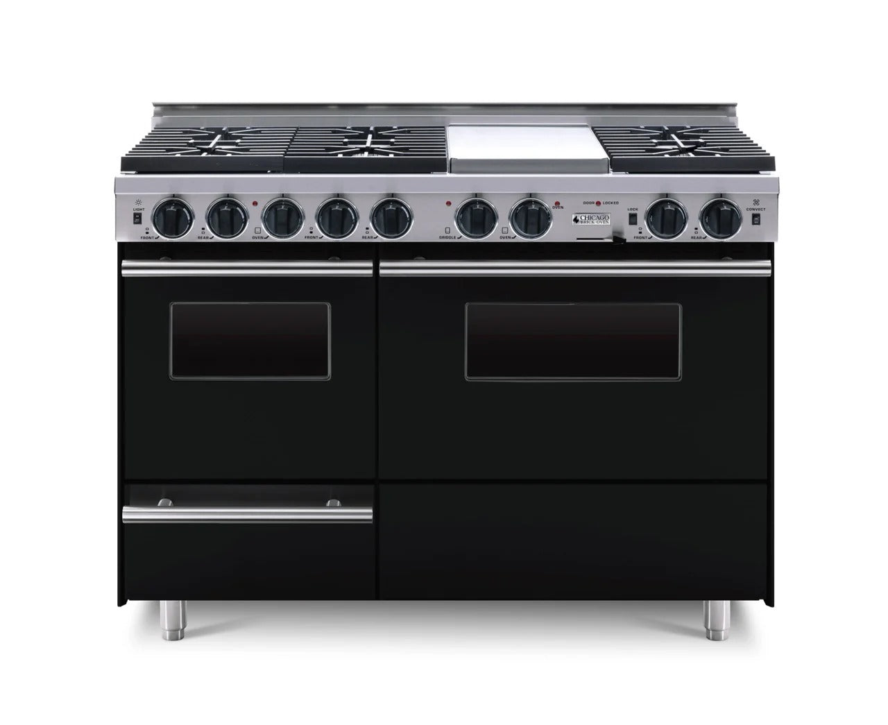 Chicago Brick Oven - 48” LP Gas True Dual-Fuel Self-Cleaning Convection Range - Sealed Burners