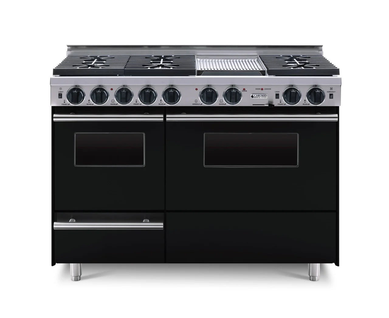 Chicago Brick Oven - 48” LP Gas True Dual-Fuel Self-Cleaning Convection Range - Sealed Burners