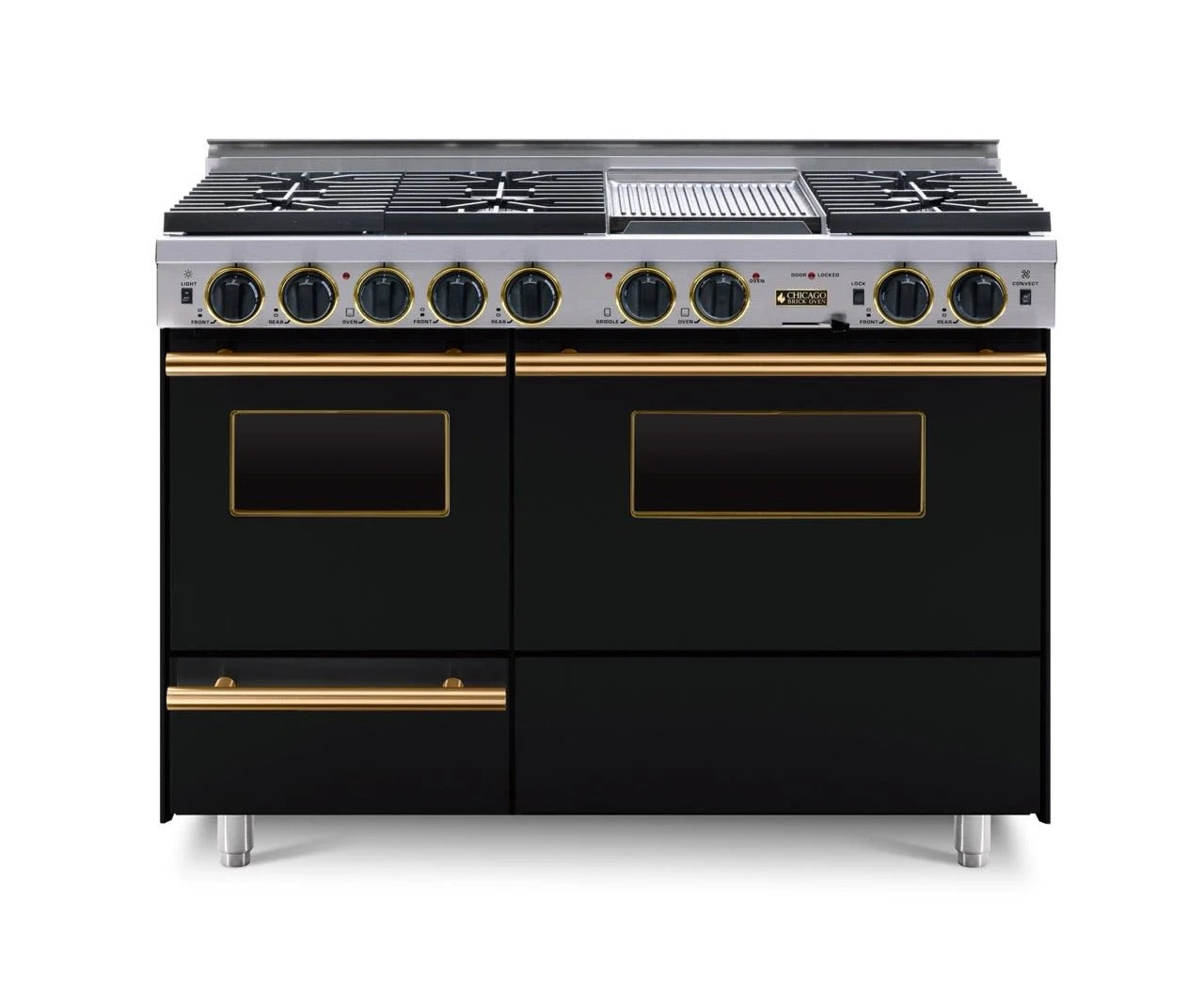 Chicago Brick Oven - 48” LP Gas True Dual-Fuel Self-Cleaning Convection Range - Sealed Burners