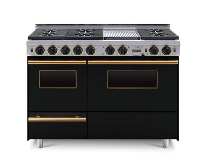 Chicago Brick Oven - 48” LP Gas True Dual-Fuel Self-Cleaning Convection Range - Sealed Burners