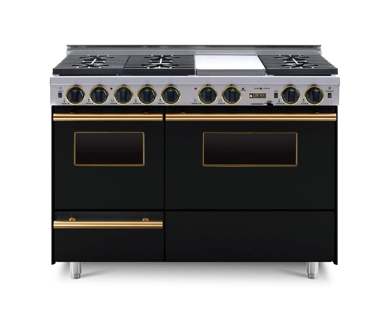 Chicago Brick Oven - 48” LP Gas True Dual-Fuel Self-Cleaning Convection Range - Sealed Burners