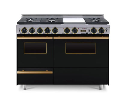 Chicago Brick Oven - 48” LP Gas True Dual-Fuel Self-Cleaning Convection Range - Sealed Burners