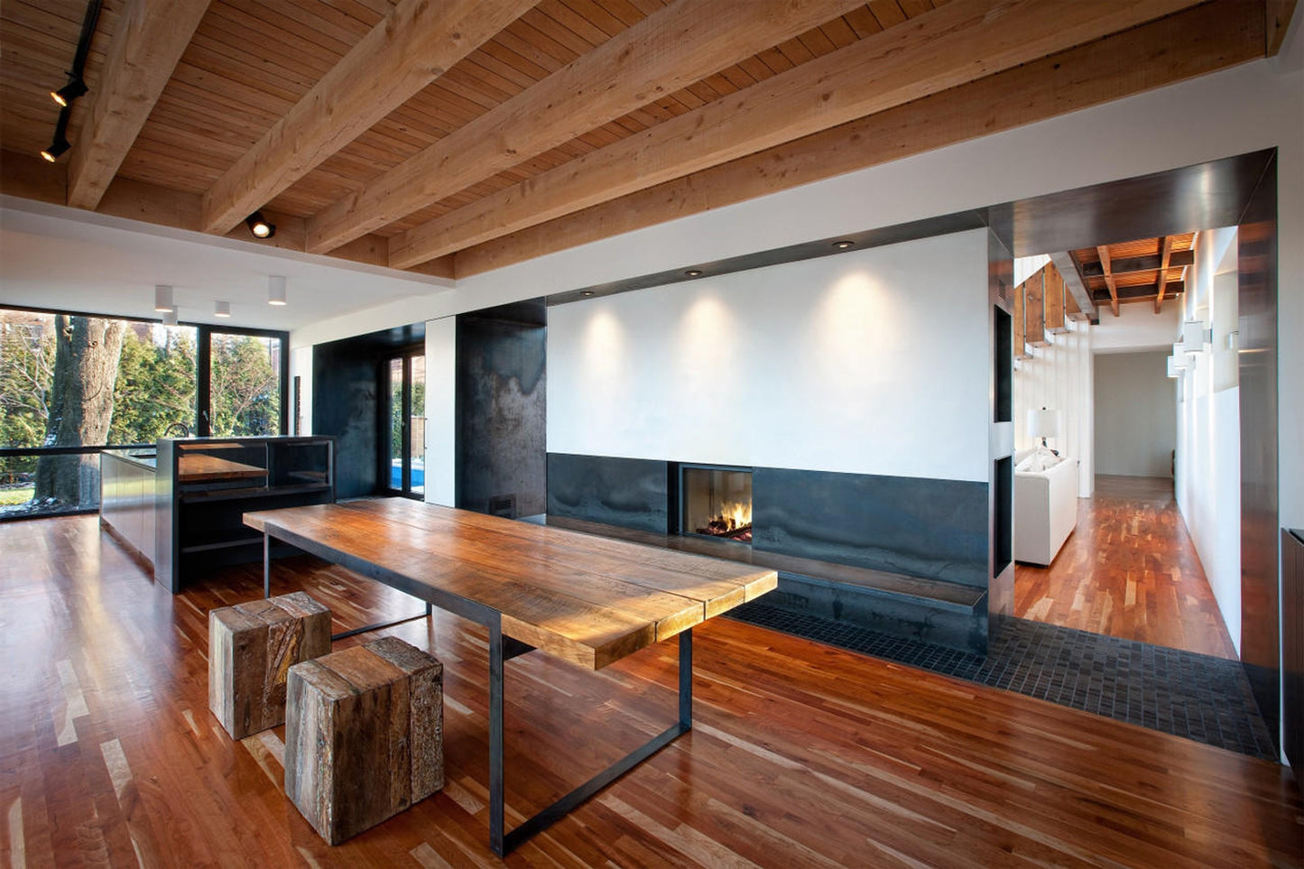 Stuv 21 - 85DF Double Sided Built-In Wood Burning Fireplace with Glass Door, Steel Frame