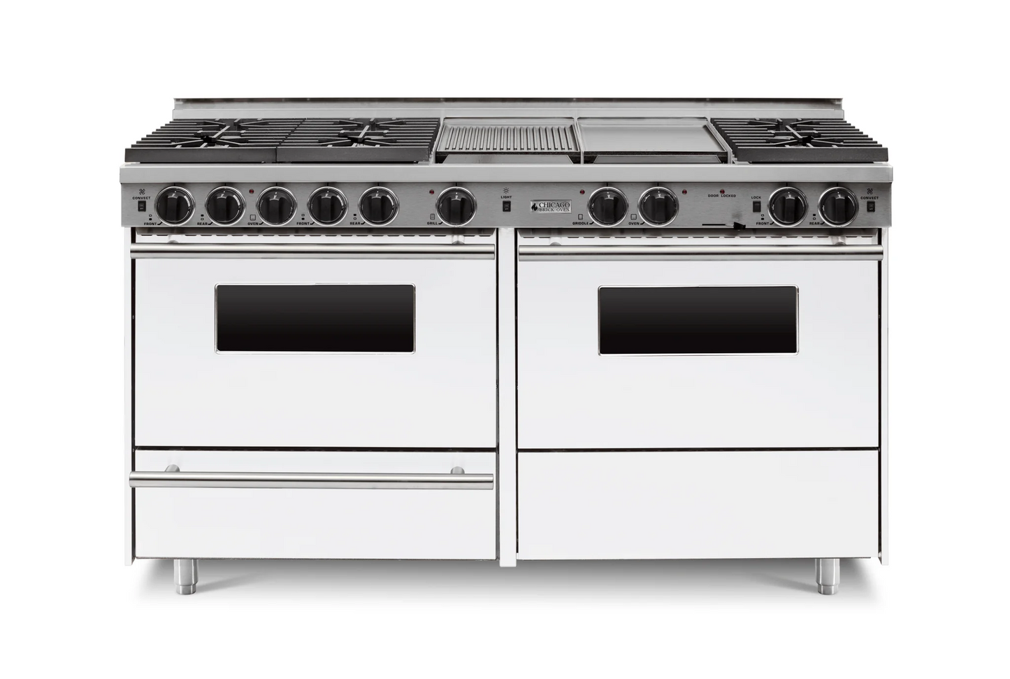 Chicago Brick Oven - 60" True Dual-Fuel Self-Cleaning Convection Range - Sealed Burners