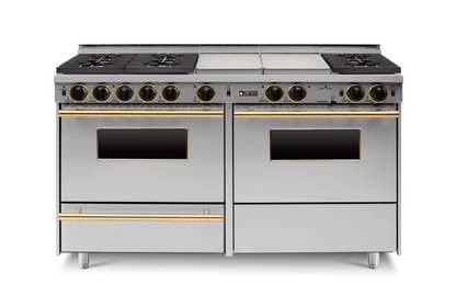 Chicago Brick Oven - 60" True Dual-Fuel Self-Cleaning Convection Range - Sealed Burners