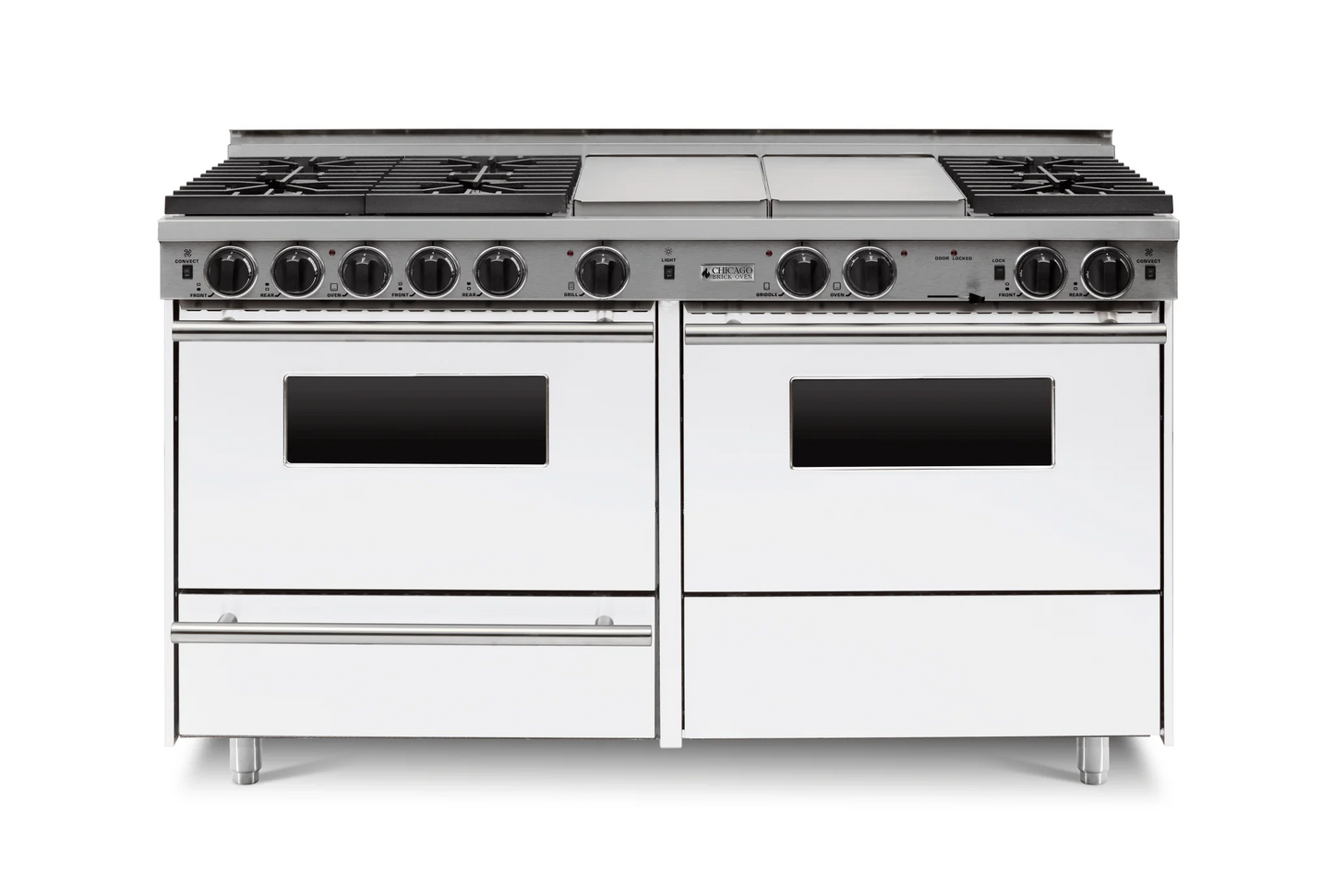 Chicago Brick Oven - 60" True Dual-Fuel Self-Cleaning Convection Range - Sealed Burners