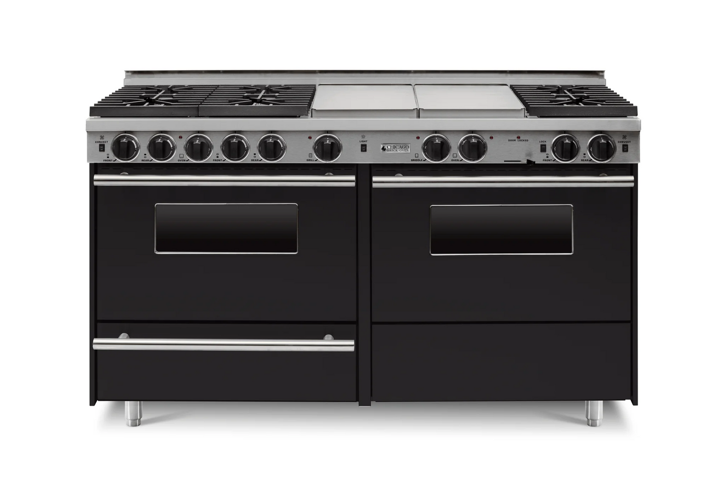 Chicago Brick Oven - 60" True Dual-Fuel Self-Cleaning Convection Range - Sealed Burners
