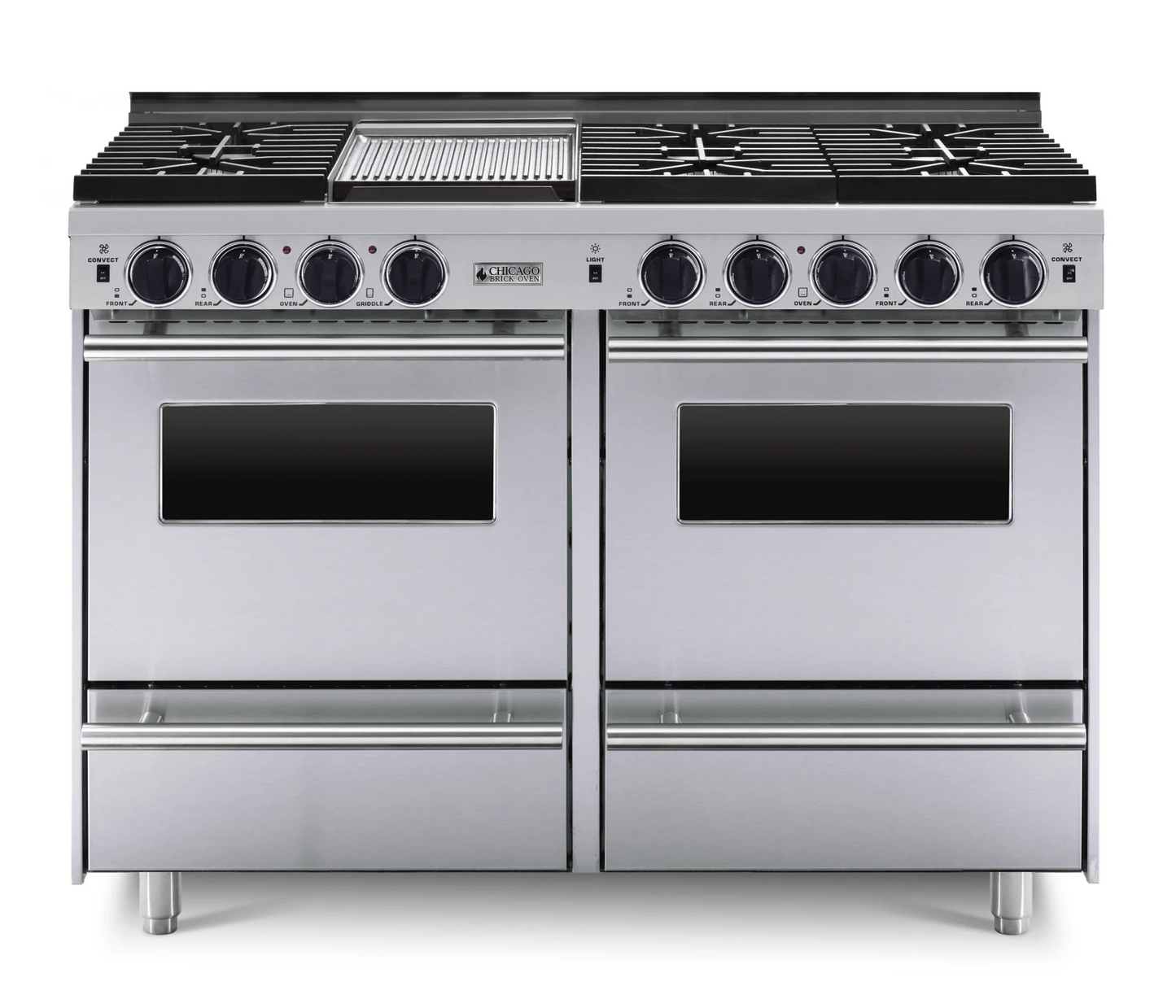 Chicago Brick Oven - 48” LP Gas True Dual-Fuel Self-Cleaning Convection Range - Sealed Burners