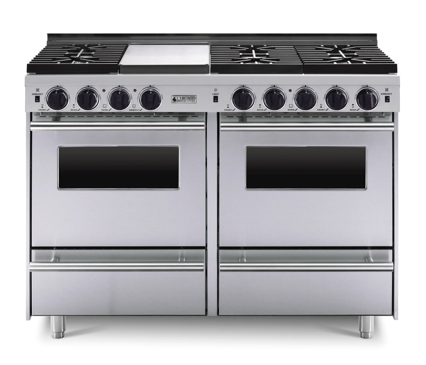 Chicago Brick Oven - 48” LP Gas True Dual-Fuel Self-Cleaning Convection Range - Sealed Burners