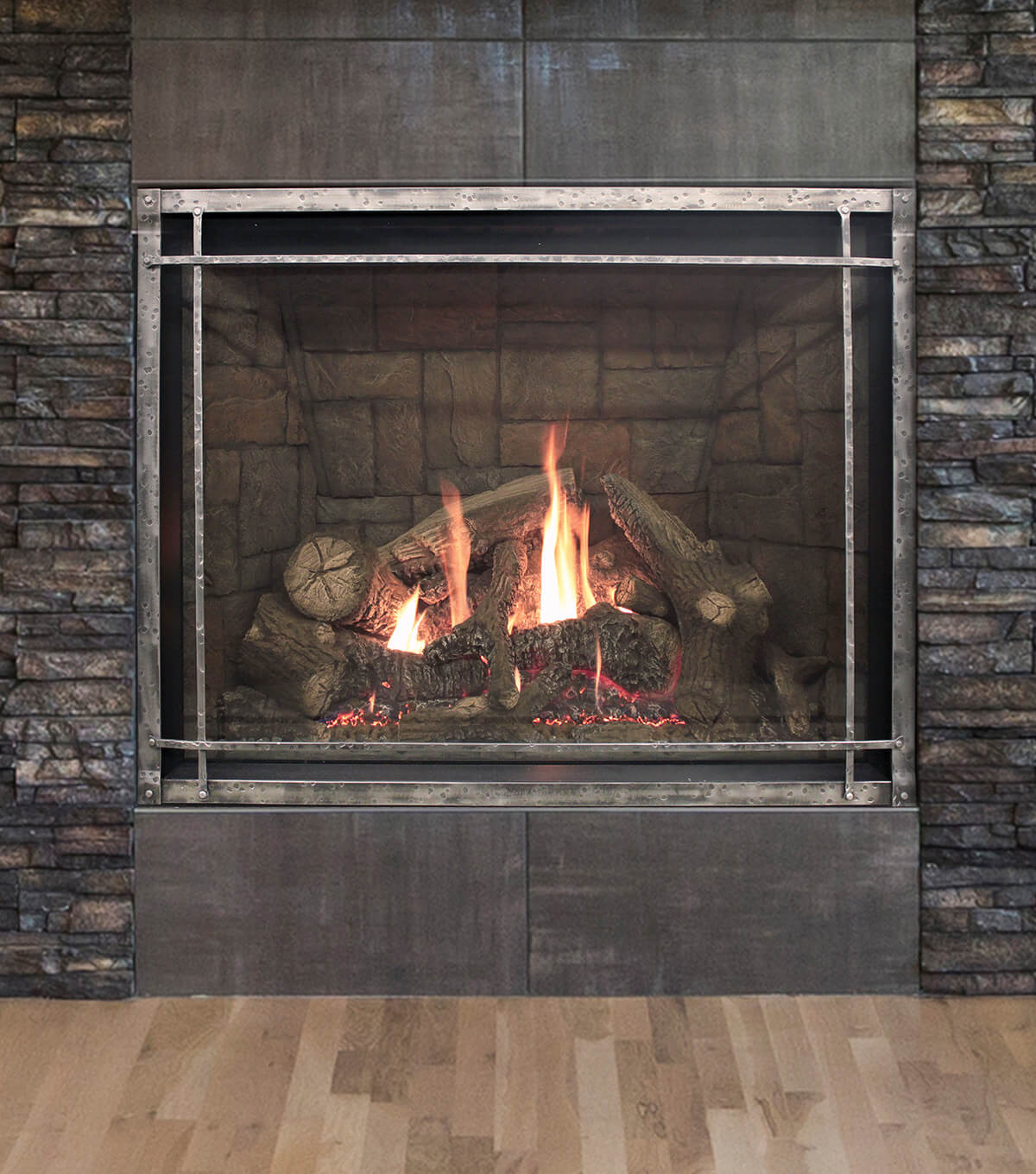 Montigo Paragon Single Sided Modern Custom Indoor Gas Fireplace Inserts with forge iron trim kit and TruFlame gas Technology to ensures maximum flames and a beautiful ember glow with minimum emissions. 
Highly Efficient and clean burning Direct vent Gas Fireplace. Best Ideas for Fireplace at Smokey Mountain Fireplace. This product is similar to Napoleon 36-in Elevation Built-in Electric Fireplace, Majestic Designer See-Through Wood Burning Fireplace, Modern Flames Redstone 36".