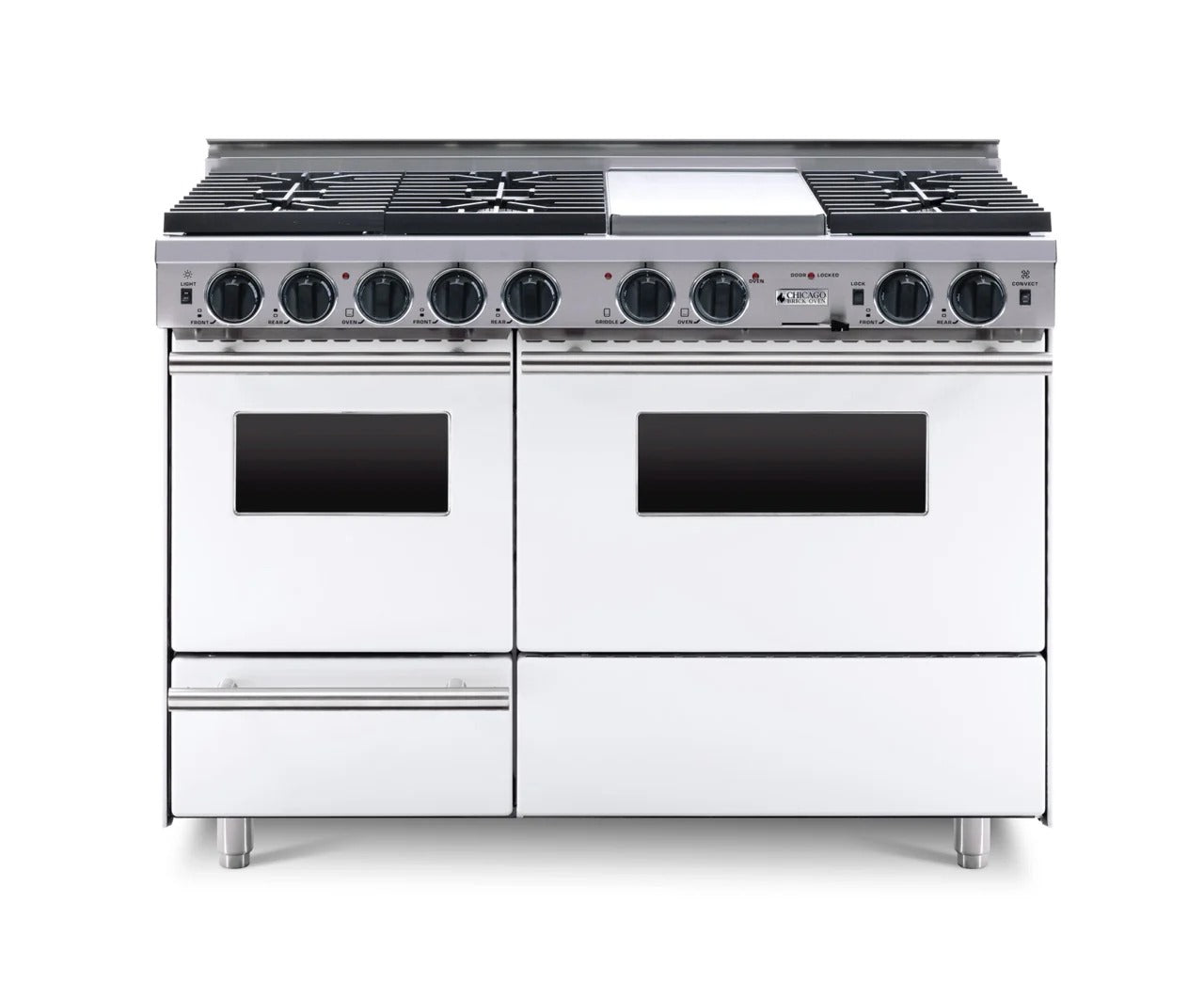 Chicago Brick Oven - 48” LP Gas True Dual-Fuel Self-Cleaning Convection Range - Sealed Burners
