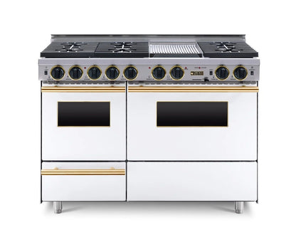 Chicago Brick Oven - 48” LP Gas True Dual-Fuel Self-Cleaning Convection Range - Sealed Burners