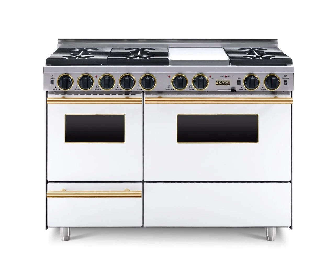 Chicago Brick Oven - 48” LP Gas True Dual-Fuel Self-Cleaning Convection Range - Sealed Burners