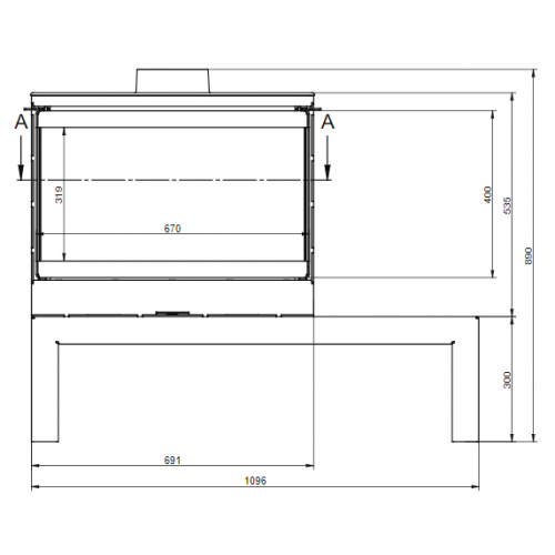 Dorako Ariana Max 3 Sided Glass Wood Stove With Wide bench included - Modern Fireplace