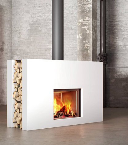 Stuv 21 - 85DF Double Sided Built-In Wood Burning Fireplace with Glass Door, Steel Frame