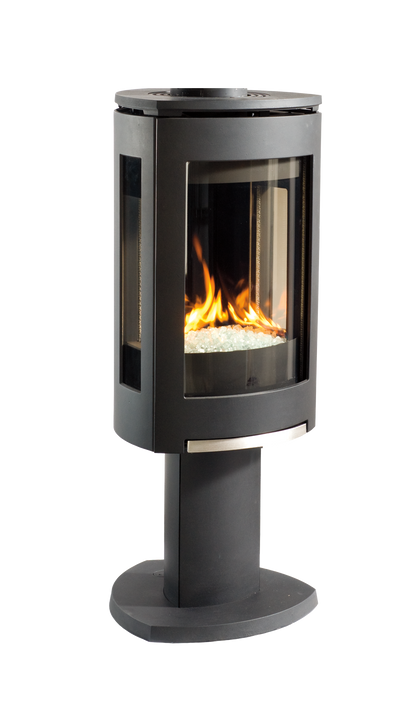 Modern Matte Black freestanding Jotul GF 370 DV Gas Stove with glass door 