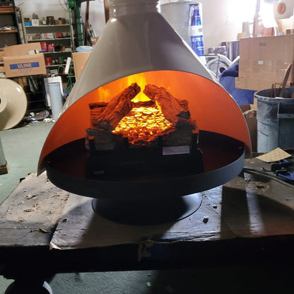 Malm 34" Zircon Electric Fireplace With Remote Control - Mid Century Modern Fireplace