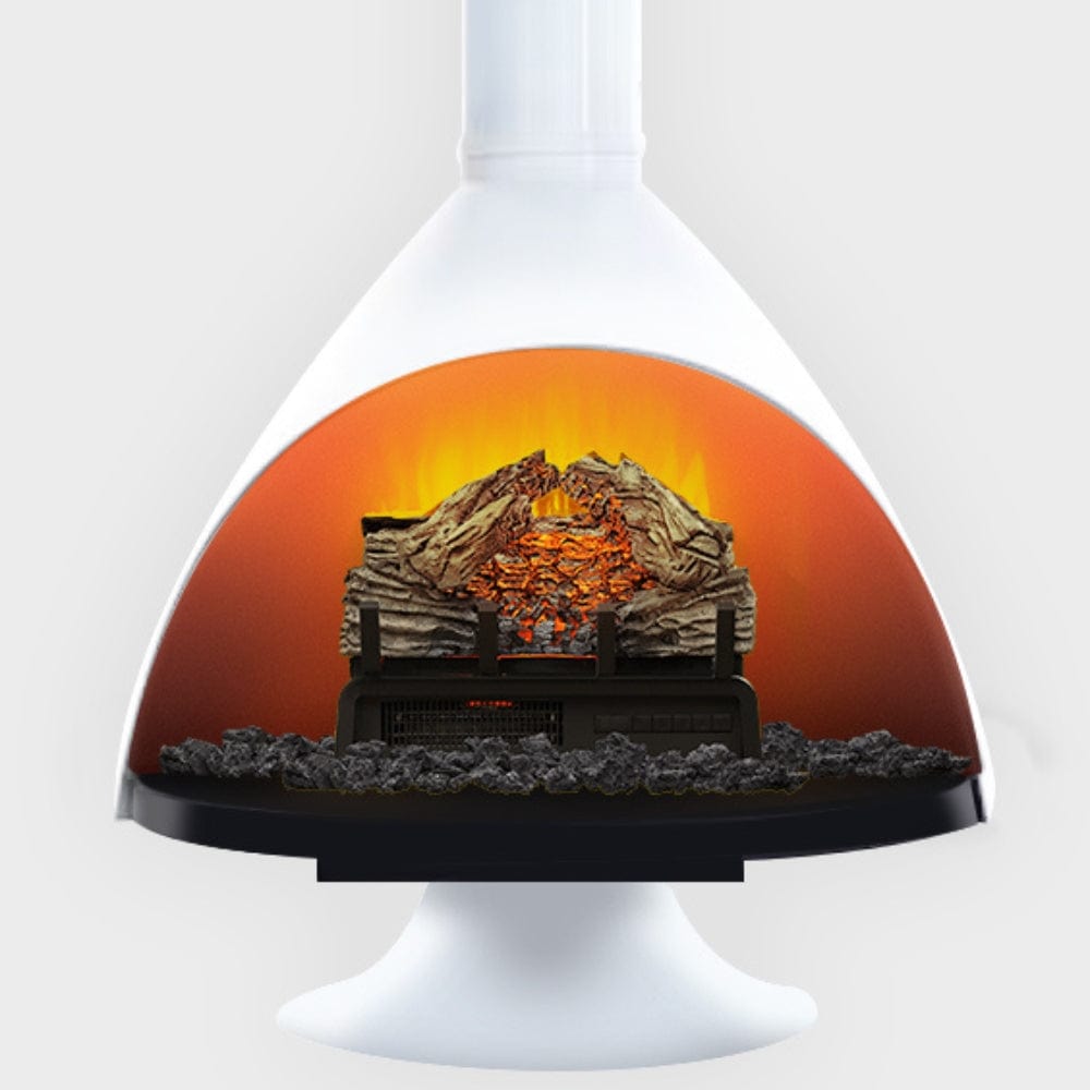 Malm 34" Zircon Electric Fireplace With Remote Control - Mid Century Modern Fireplace