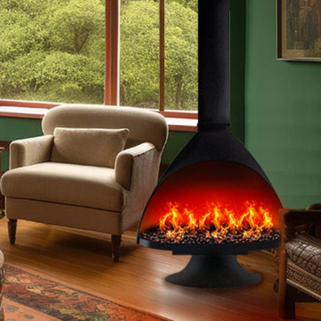 Malm 34" Zircon Electric Fireplace With Remote Control - Mid Century Modern Fireplace