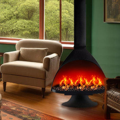 Malm 34" Zircon Electric Fireplace With Remote Control - Mid Century Modern Fireplace