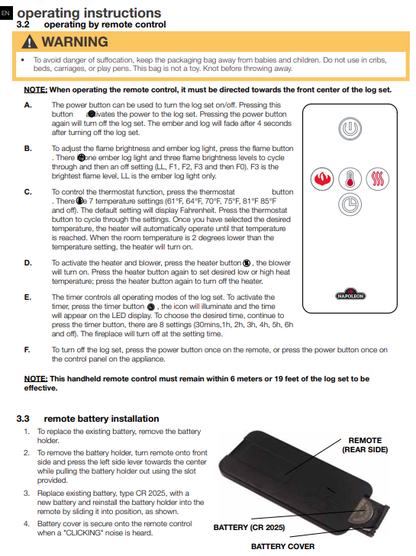 Napoleon Woodland Remote