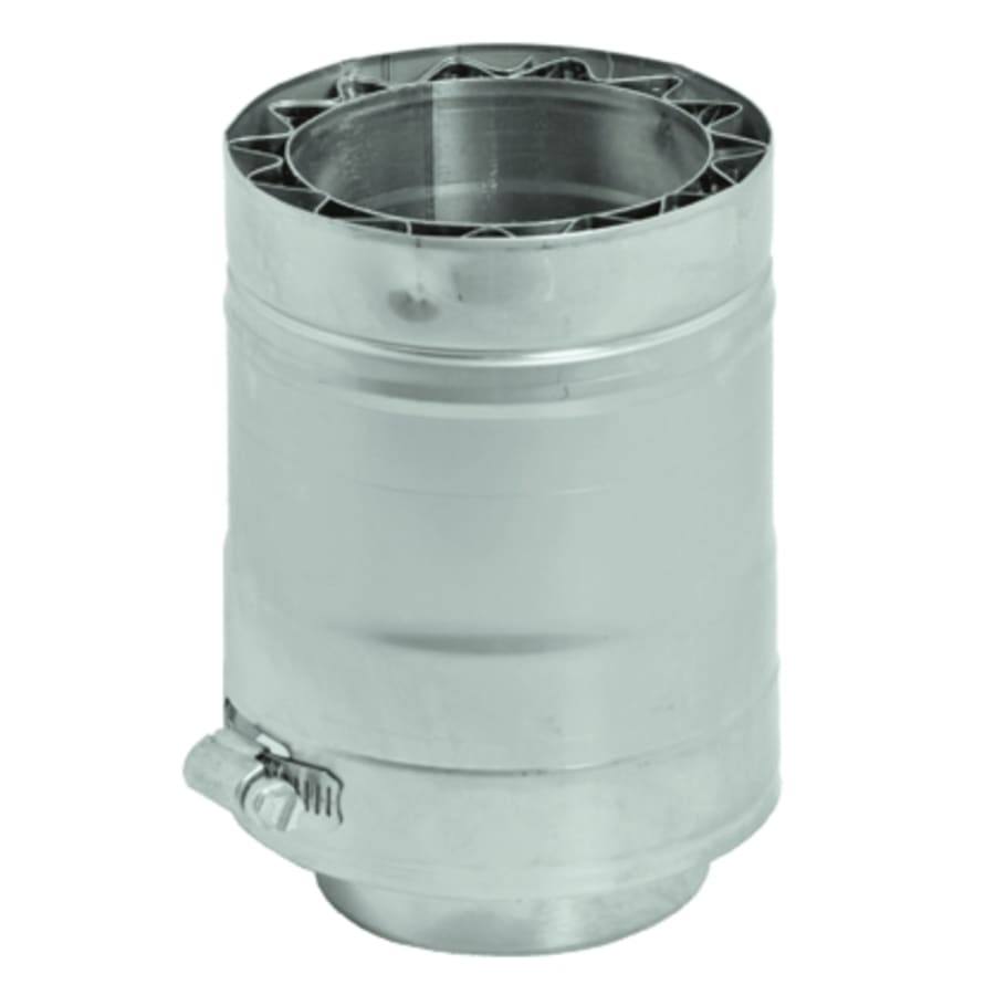 DuraVent FasNSeal W2 double wall stainless steel gas vent length showing inner pipe, star-shaped spacer and locking band clamp