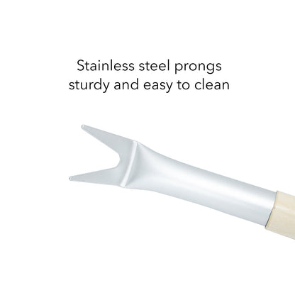 ALUMINUM 17.5 INCH PIZZA SPINNER TURNING FORK WITH WOODEN HANDLE AND LEATHER STRAP (2-PACK), PIZZA TURNER, PIZZA BUBBLE POPPER - OUTDOOR PIZZA OVEN ACCESSORIES