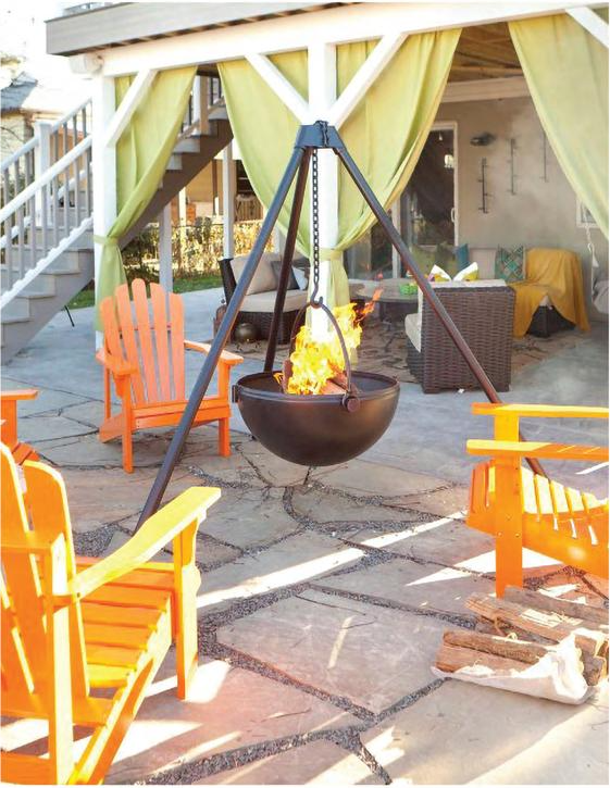Backyard Tripod Stand Hang Wood Burning Fire Pit. BACKYARD SOPHISTICATION, IN A MODULAR FLOATING FIRE PIT PIECE DESIGNED TO BE FUNCTIONAL AND ARTISTIC

The cowboy Cauldron Wrangler is a Modular Floating Firepit that with not only heat up the night, but wow your guests with its beauty and craftsmanship.&nbsp;

Made Right here in the USA the Cowboy Cauldron is a one of a kind outdoor patio feature, that is easily moved to be anywhere and still have your fire.