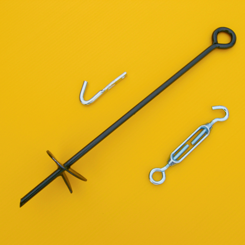 Anchor tie down kit for small greenhouse